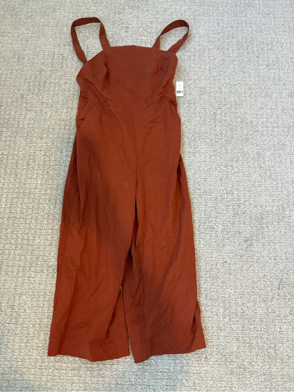 Burnt Orange Wide-Leg Jumpsuit with Straps Size 12